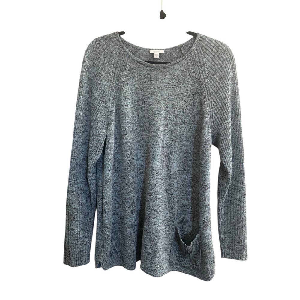 J. Jill Purejill Heathered Blue Linen Blend Tunic Sweater Womens Large #6270